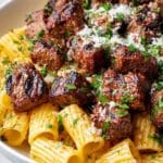 Cajun Steak Tips with Cheesy Rigatoni Recipe