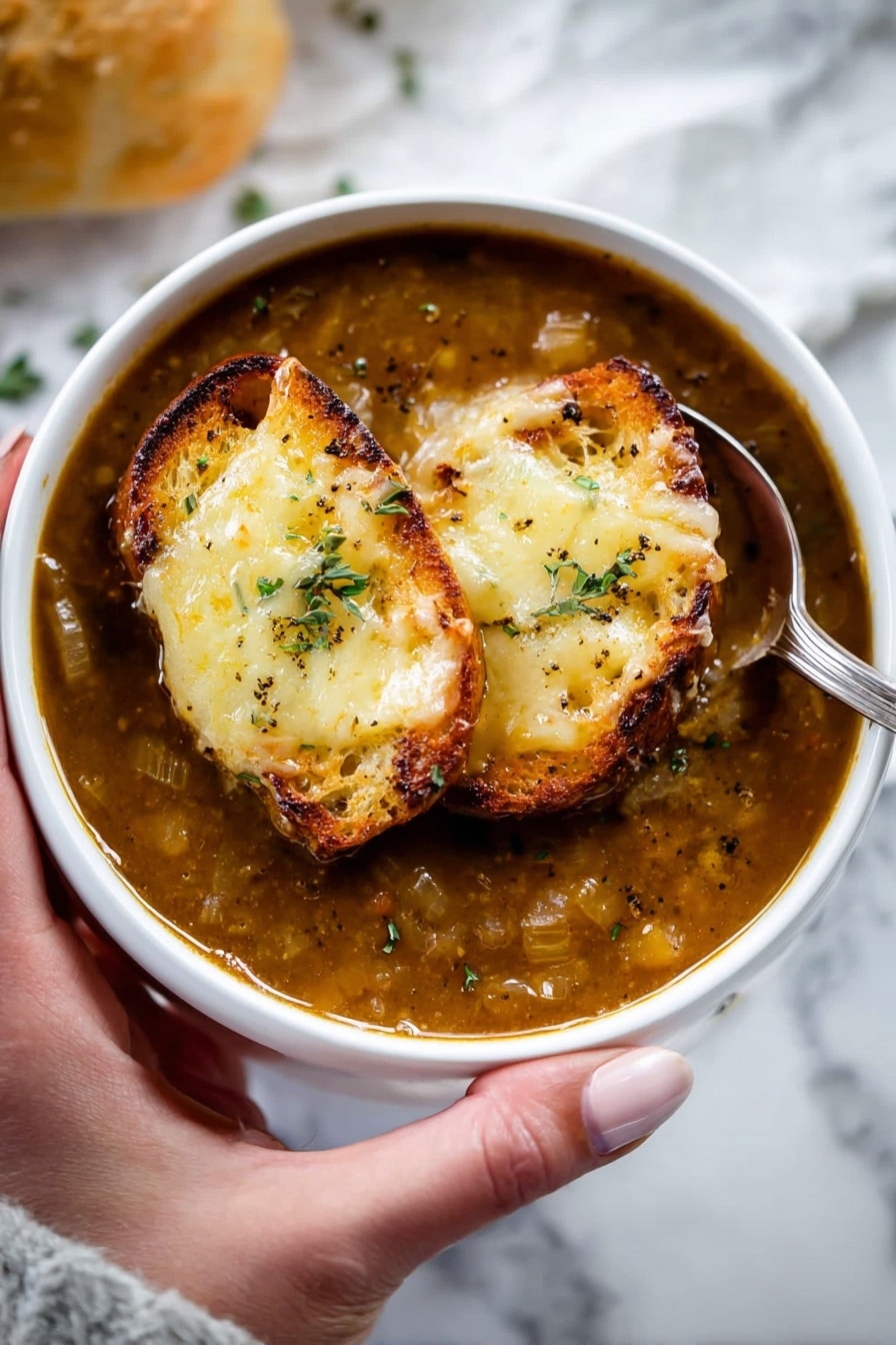 Classic French Onion Soup with Baguette Cheese Recipe