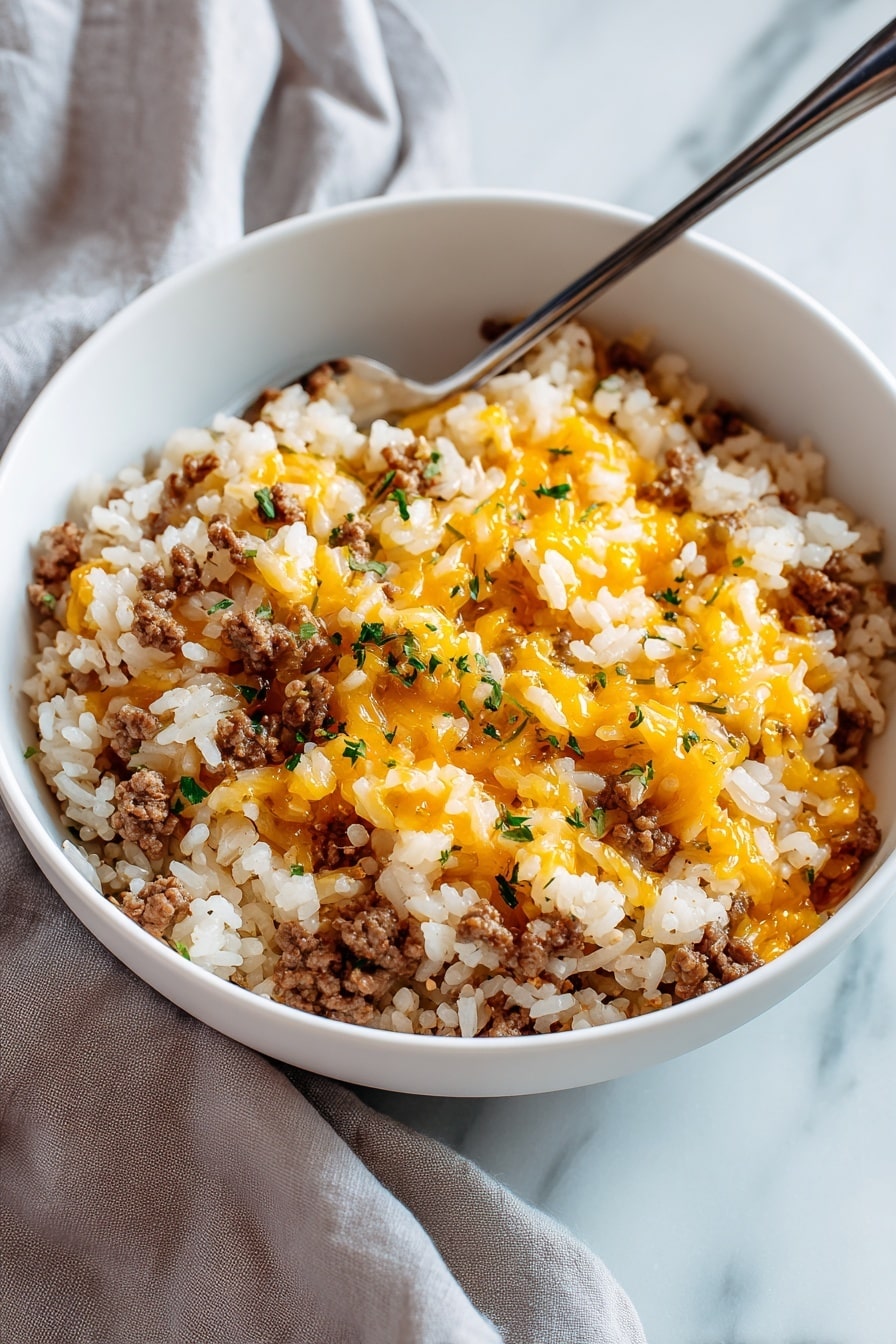 Cheesy Ground Beef and Rice Bake Recipe