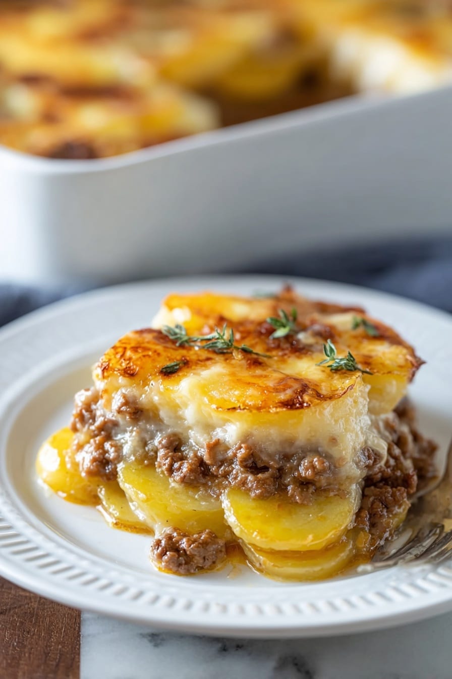 Cheesy Hamburger Potato Casserole Recipe