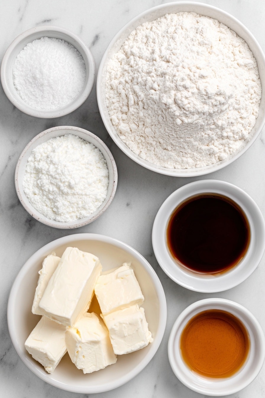 Flat lay of a small mound of all-purpose flour on a simple white ceramic plate, a small white ceramic bowl of fine baking powder, a tiny white ceramic bowl with coarse salt, a small white ceramic bowl filled with plain unsweetened non-dairy milk, a small white ceramic bowl containing melted vegan butter, and a small white ceramic bowl with golden vanilla extract, all arranged symmetrically and balanced, placed on a clean white marble surface, soft natural light, photo taken with an iPhone, professional food photography style, fresh ingredients, white ceramic bowls, no bottles, no duplicates, no utensils, no packaging --ar 2:3 --v 7 --p m7354615311229779997 - Vegan Pancakes Breakfast, Fluffy Vegan Pancakes, Plant-Based Pancakes Recipe, Easy Vegan Pancakes, Vegan Pancakes with Simple Ingredients