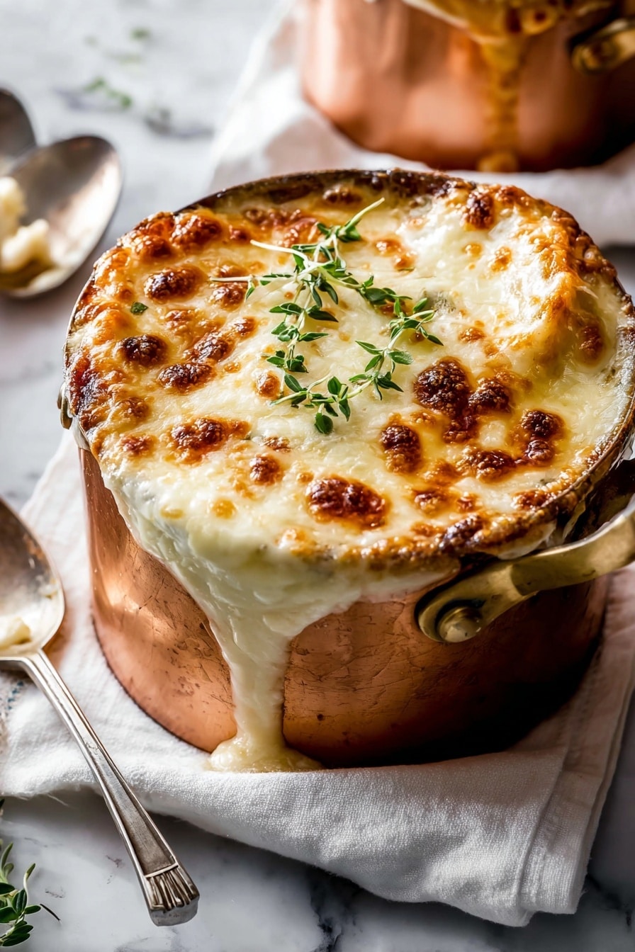 Easy French Onion Soup with Melted Cheese Recipe
