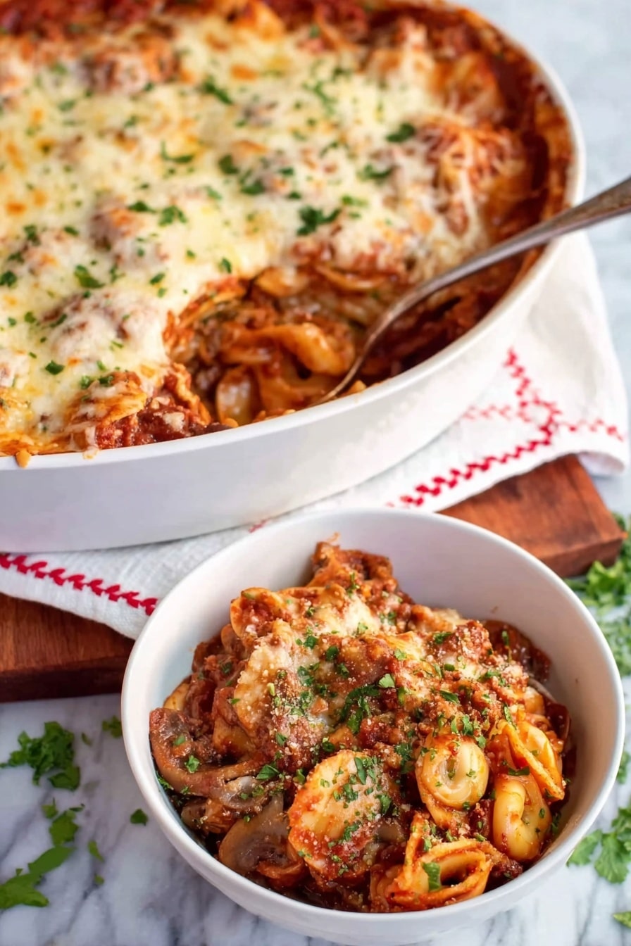 Cheesy Baked Tortellini with Ground Beef Recipe