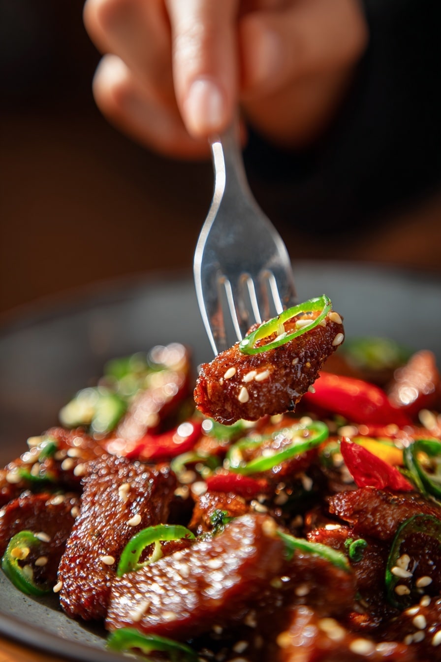 Crispy Korean Pork Belly Recipe - Serving