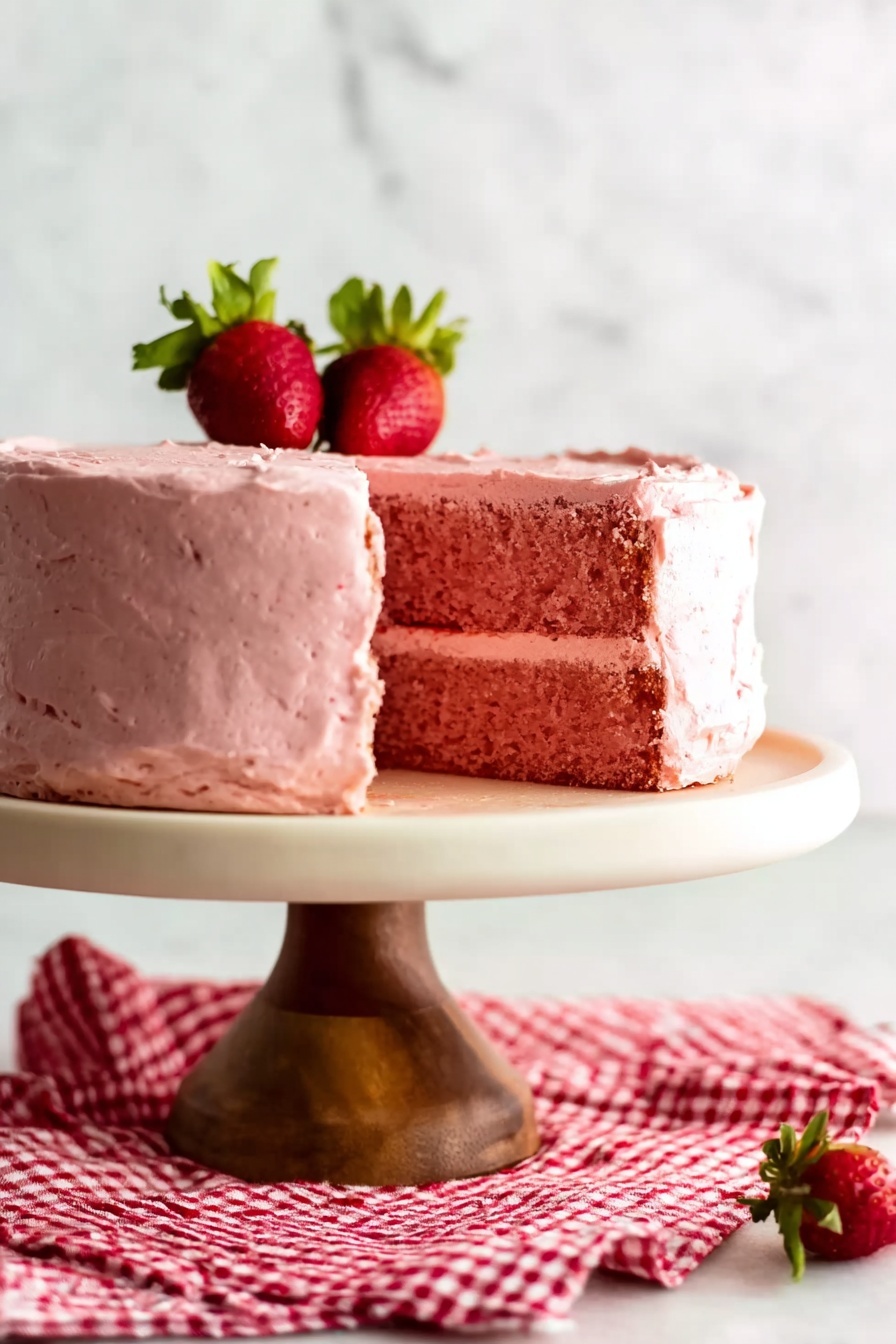 Homemade Strawberry Cake with Cream Cheese Frosting Recipe