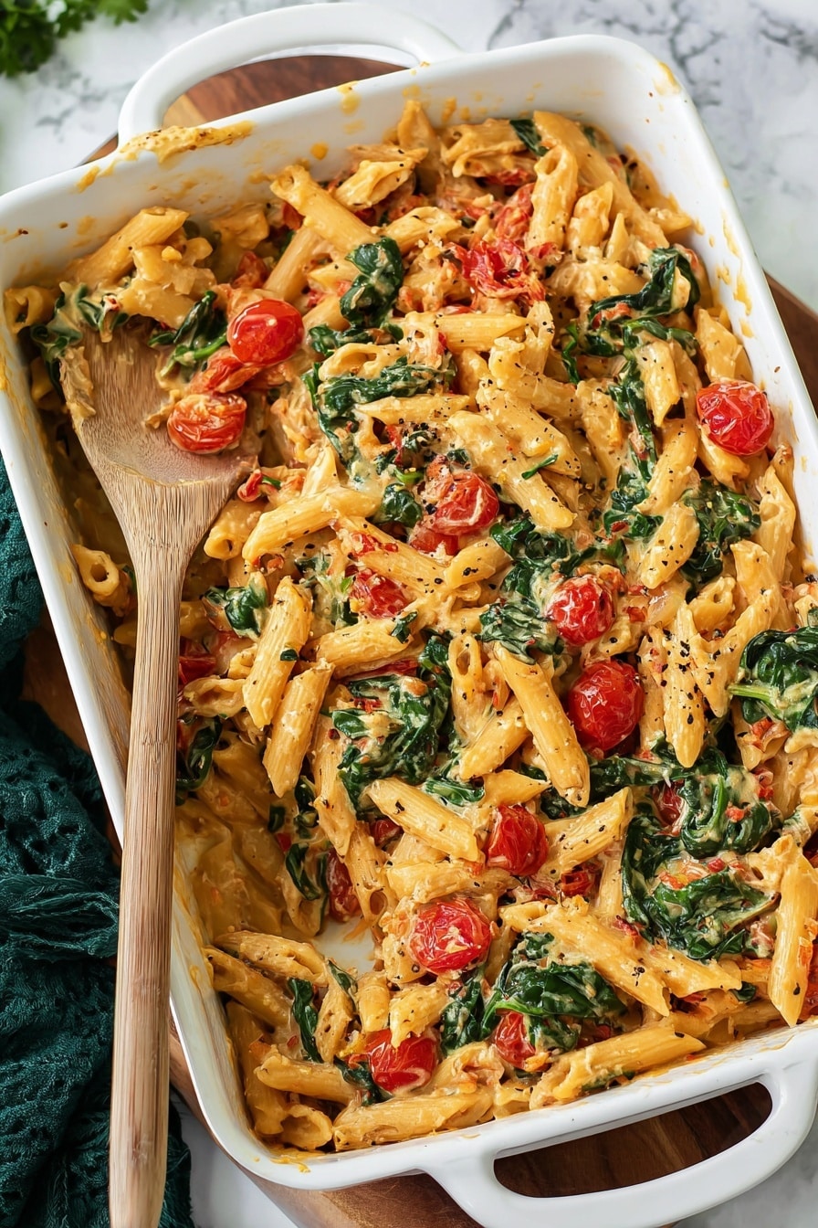 Baked Feta Pasta with Spinach Recipe