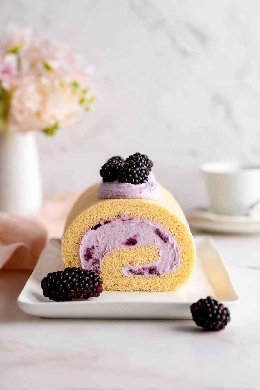 Blackberry Earl Grey Cream Roll Cake Recipe