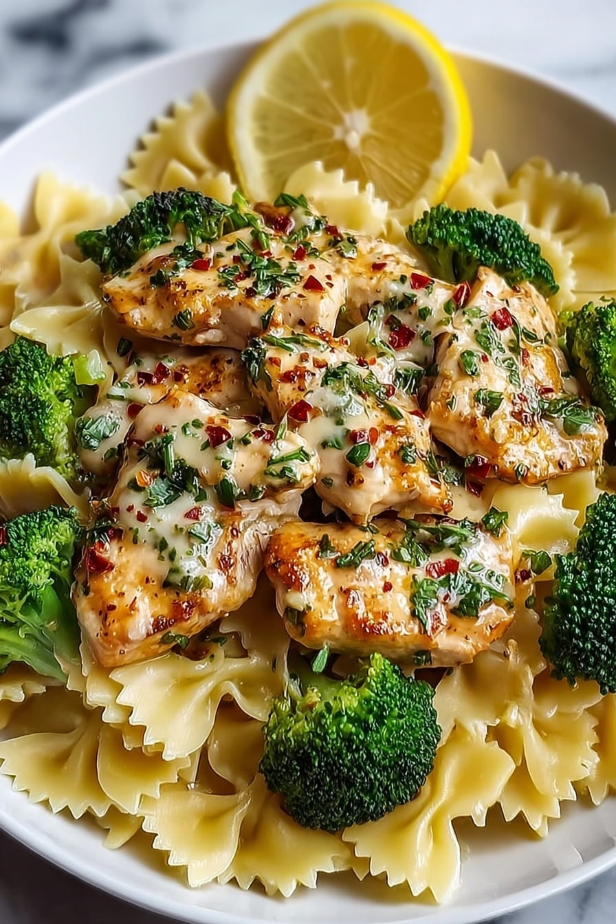 Lemon Chicken Bowtie Pasta with Broccoli Recipe