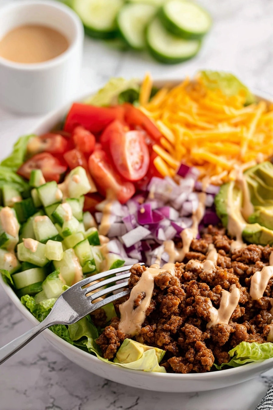 Cheeseburger Bowls with Smoky BBQ Ranch Recipe
