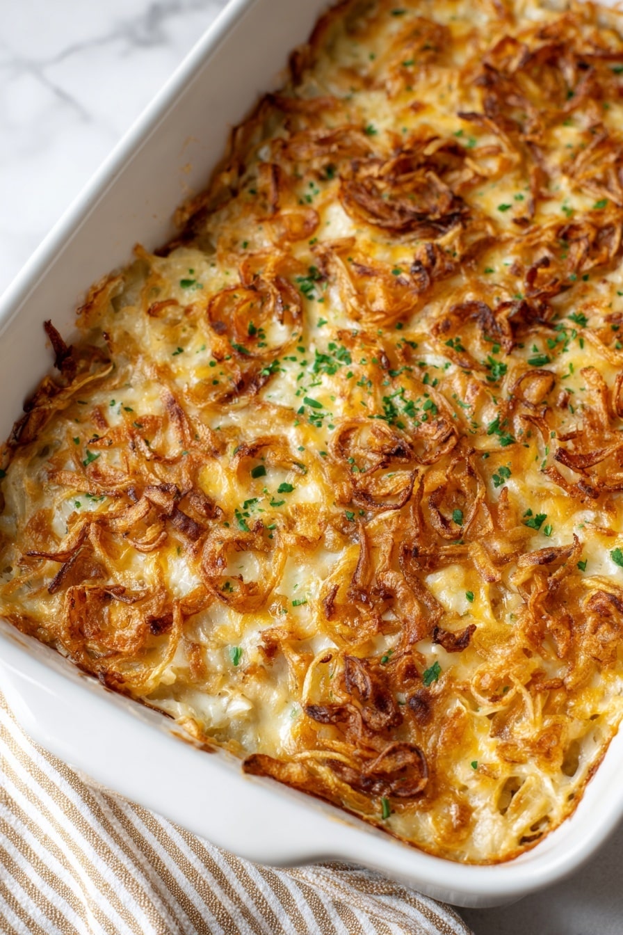 French Onion Chicken Orzo Bake Recipe
