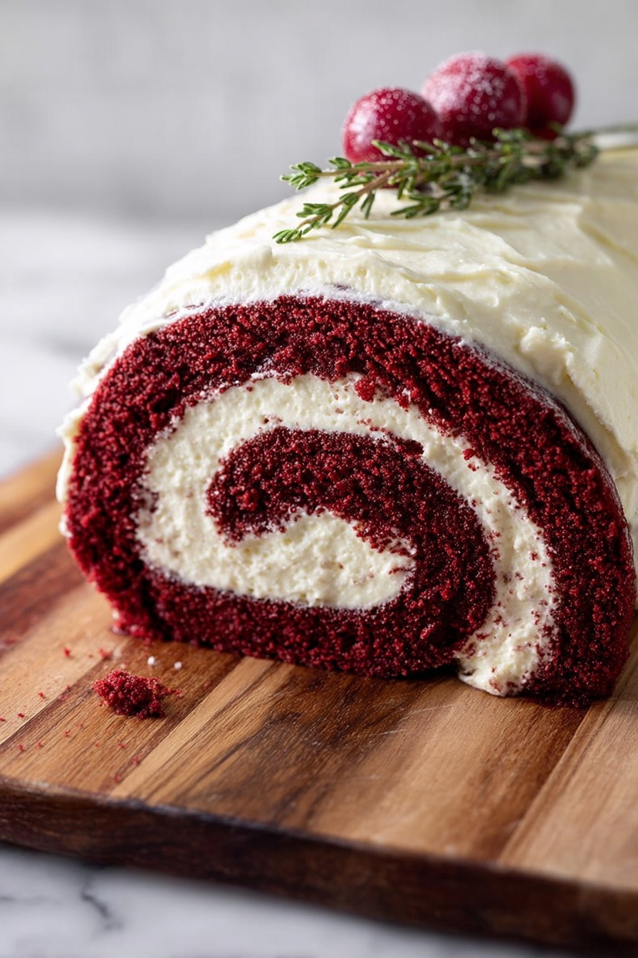 Red Velvet Cake Roll with Ermine Frosting Recipe