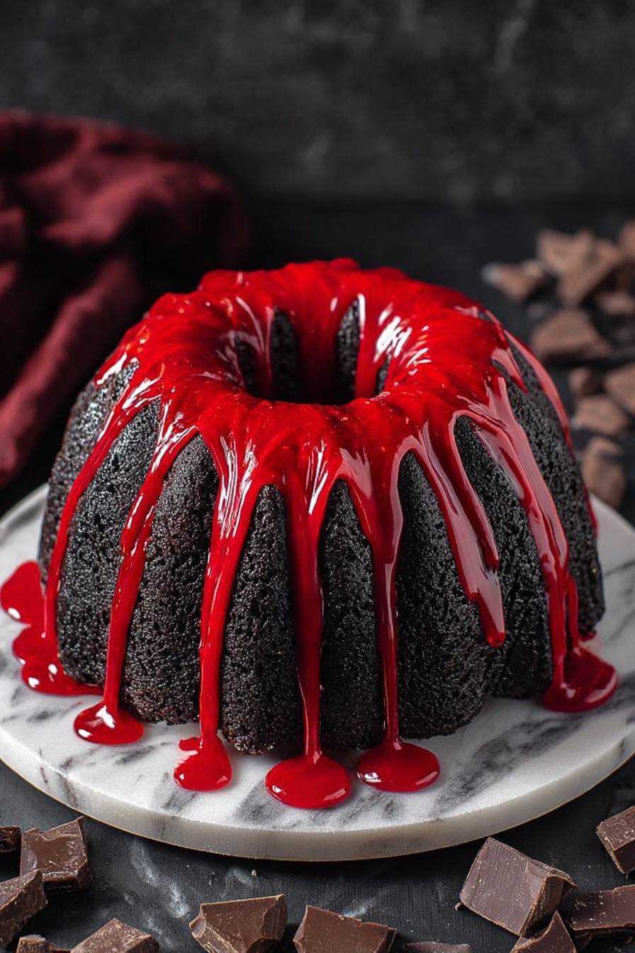 Black Cocoa Bundt Cake with White Chocolate Ganache Recipe