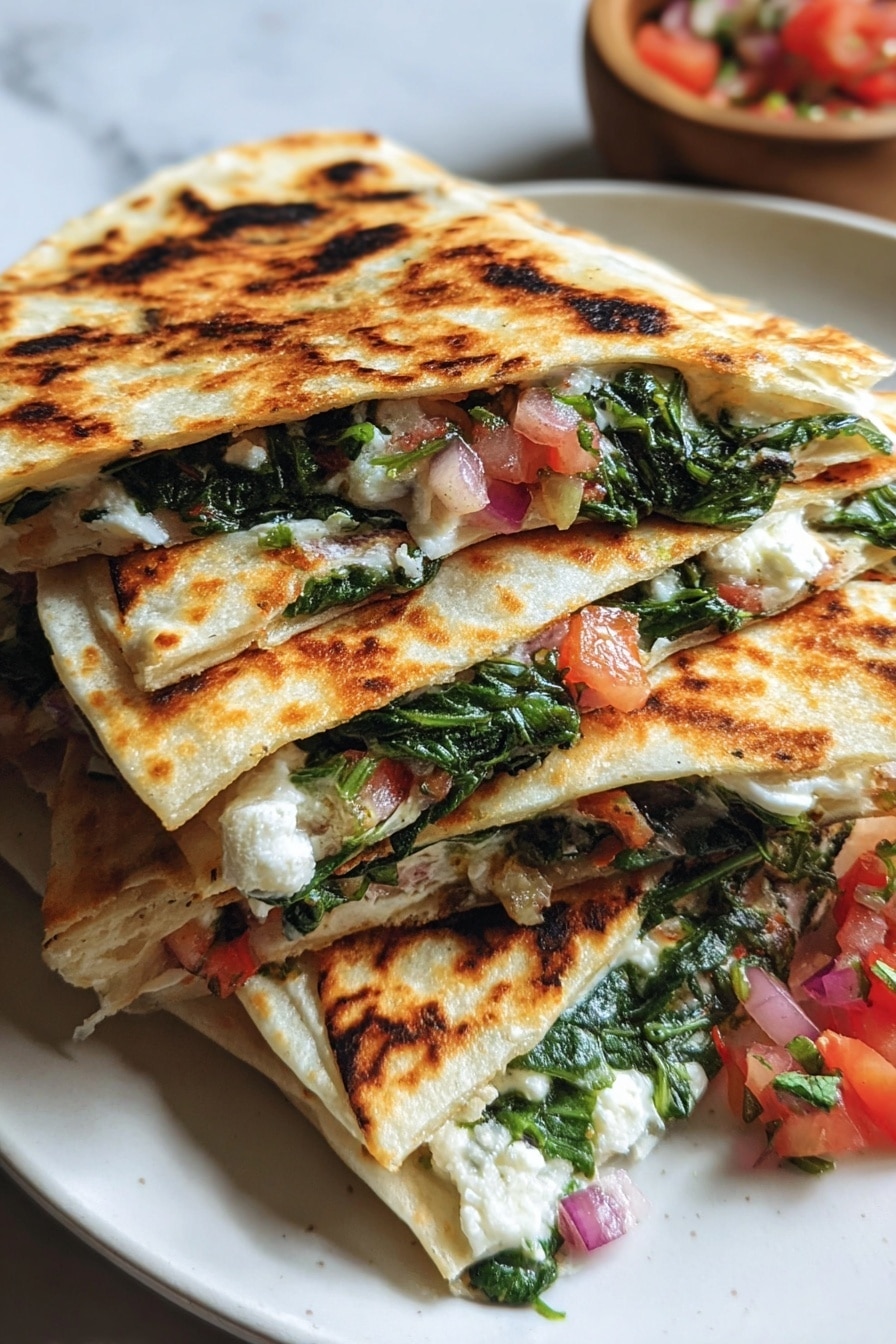 Mediterranean Spinach and Feta Quesadillas Recipe