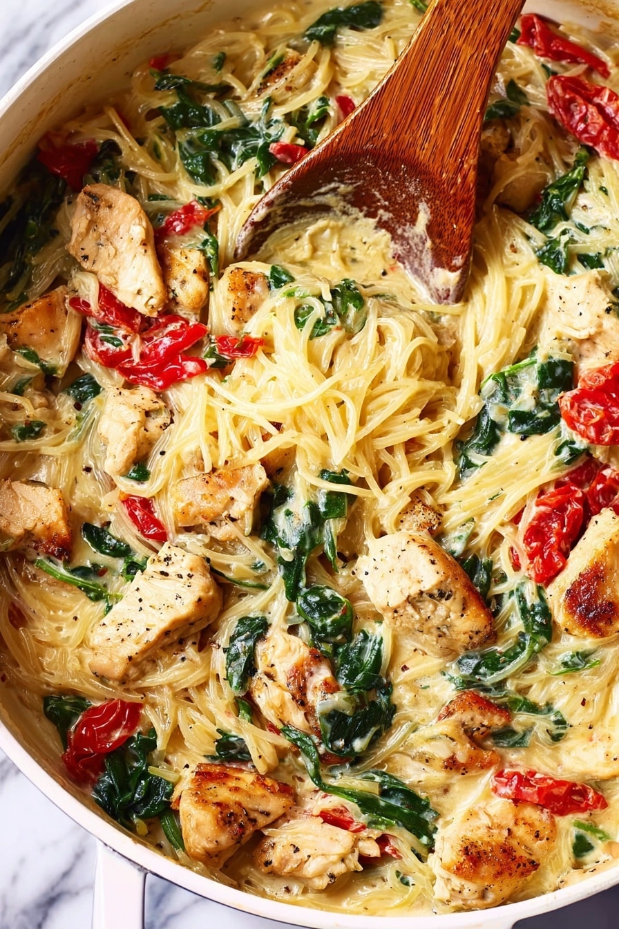 Tuscan Chicken Spaghetti Squash Skillet Recipe