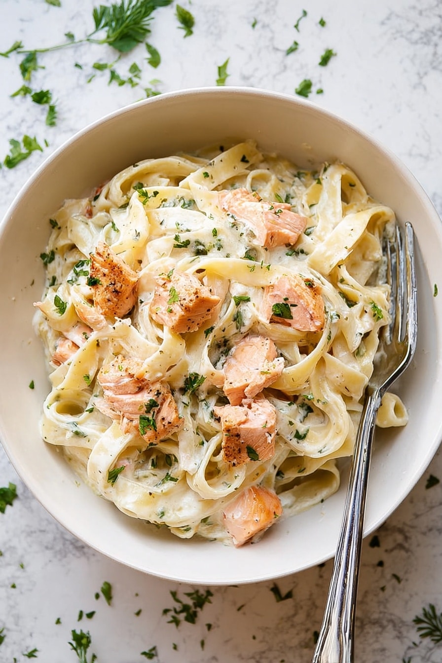 Creamy Salmon Pasta with Greens Recipe