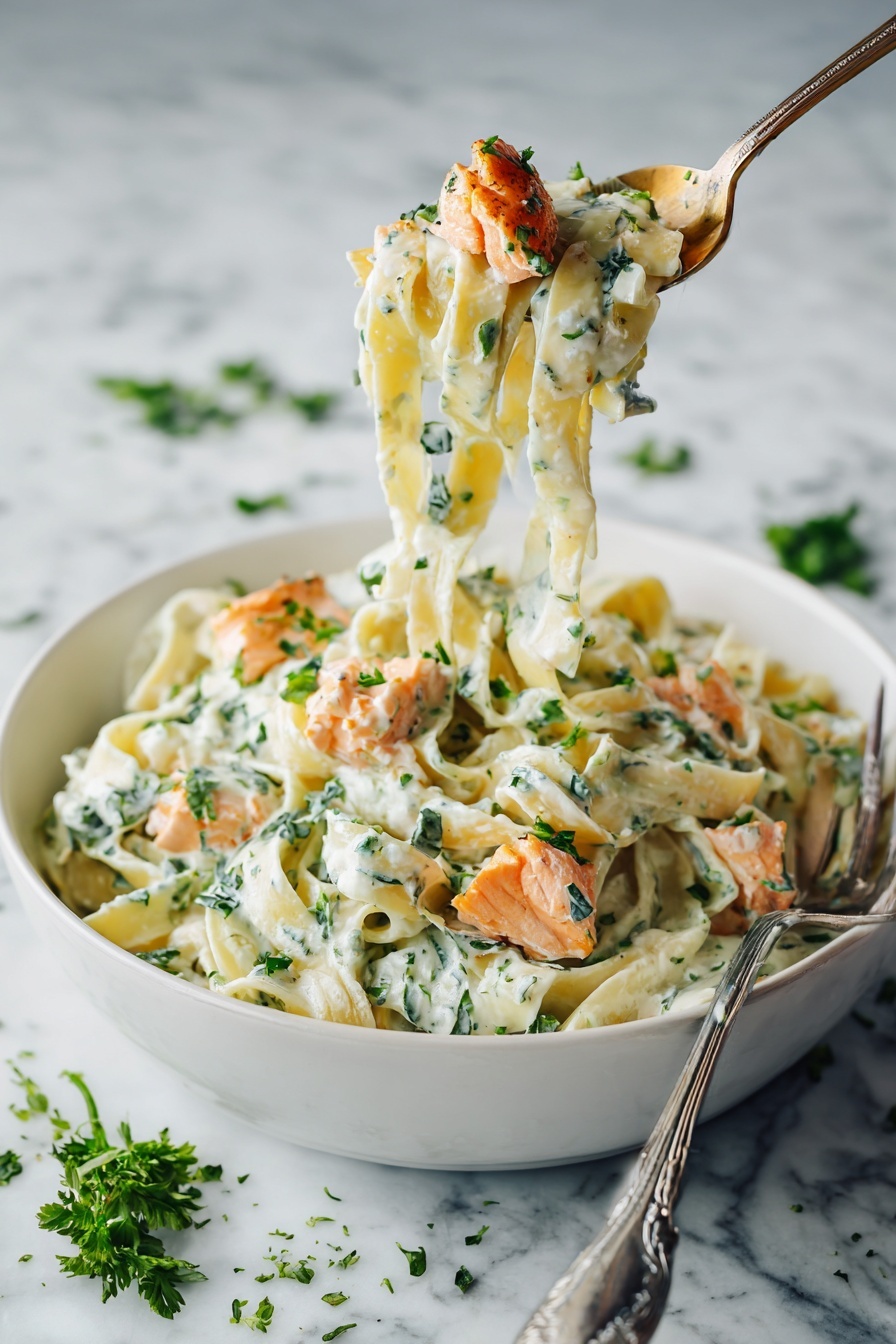 Creamy Salmon Pasta with Greens Recipe 8 Creamy Salmon Pasta with Greens Recipe - Serving